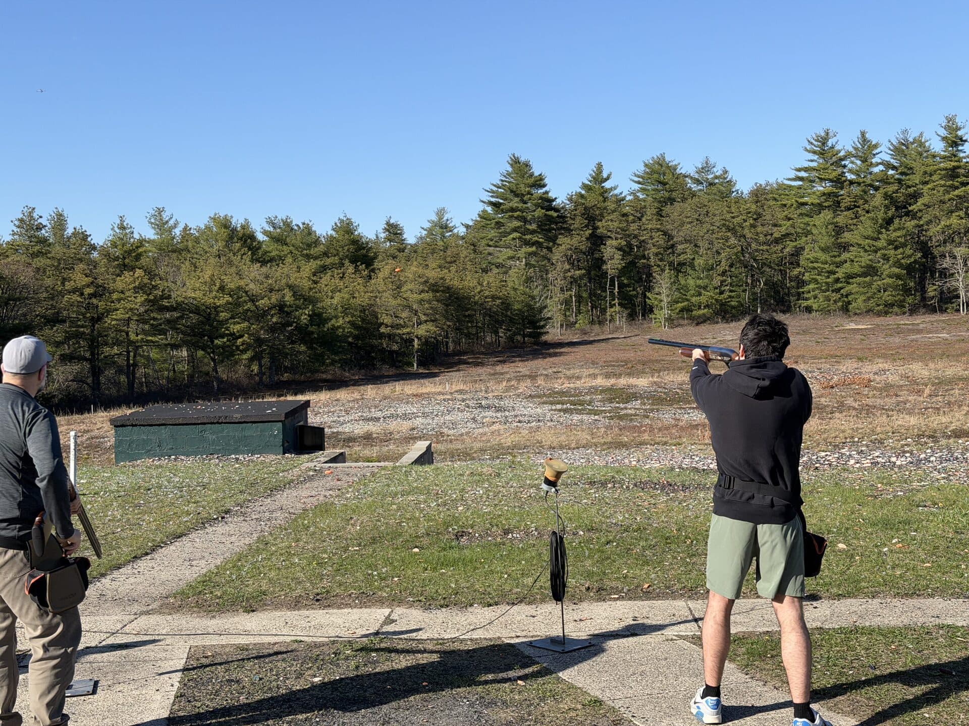 Skeet shooter aiming
