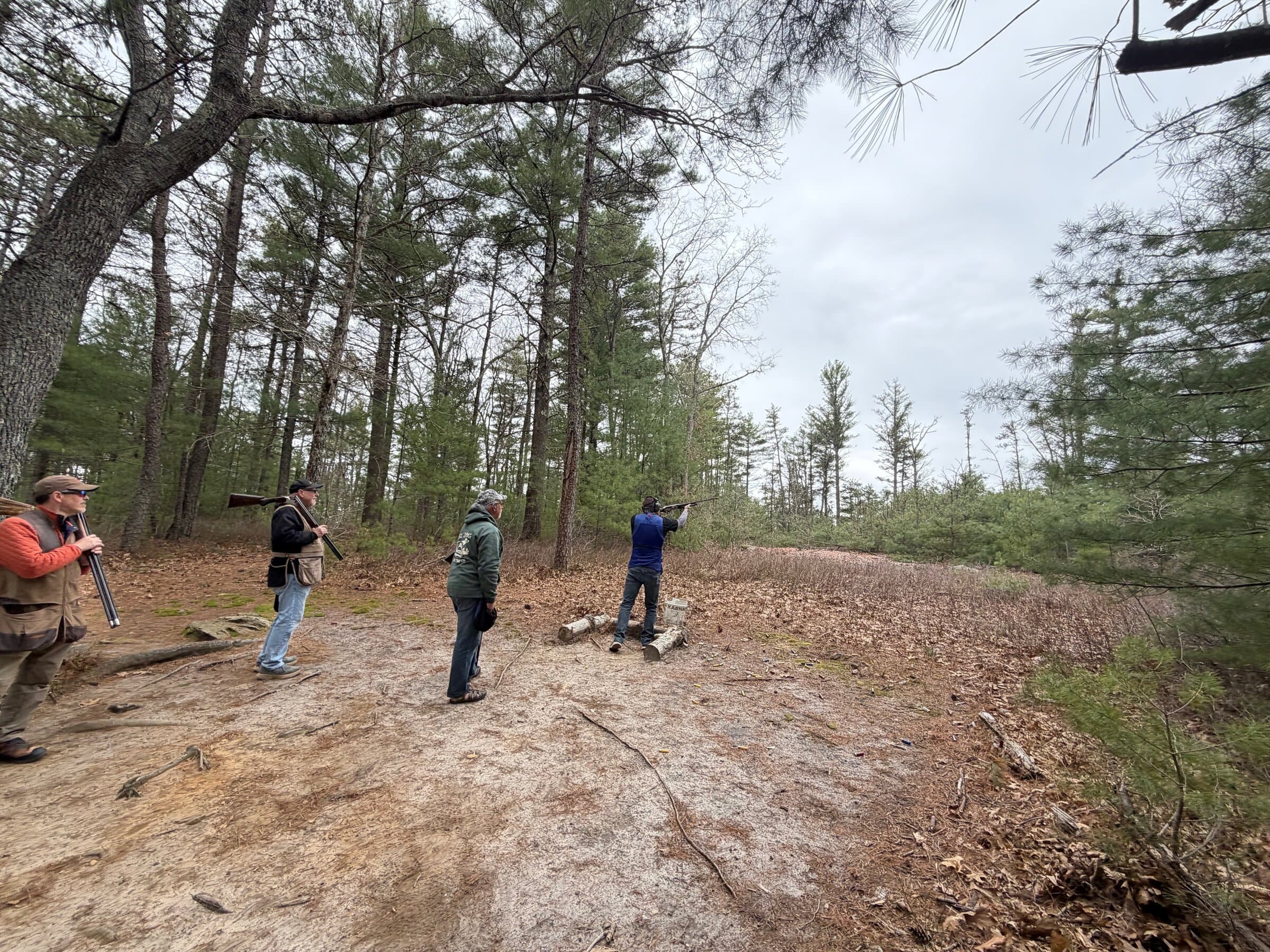 Members shooting on the wooded sporting clays course